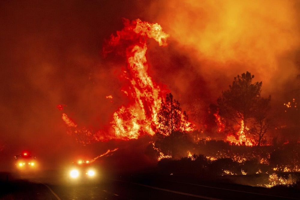 Bomberos luchan contra las llamas en Estados Unidos