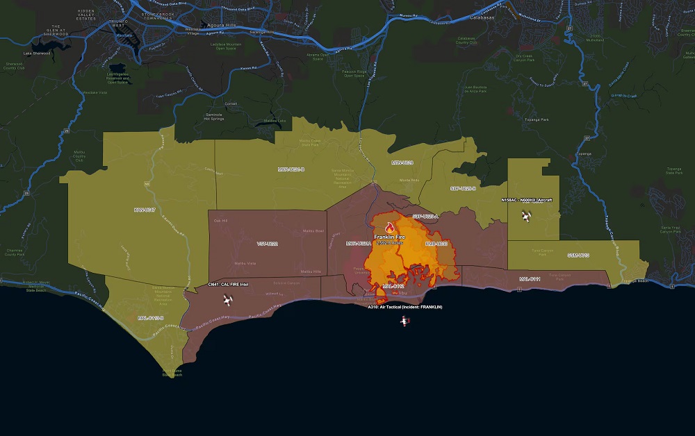 Zonas bajo órdenes de evacuación por el incendio Franklin en California, en diciembre 2024.GOBIERNO DE CALIFORNIA