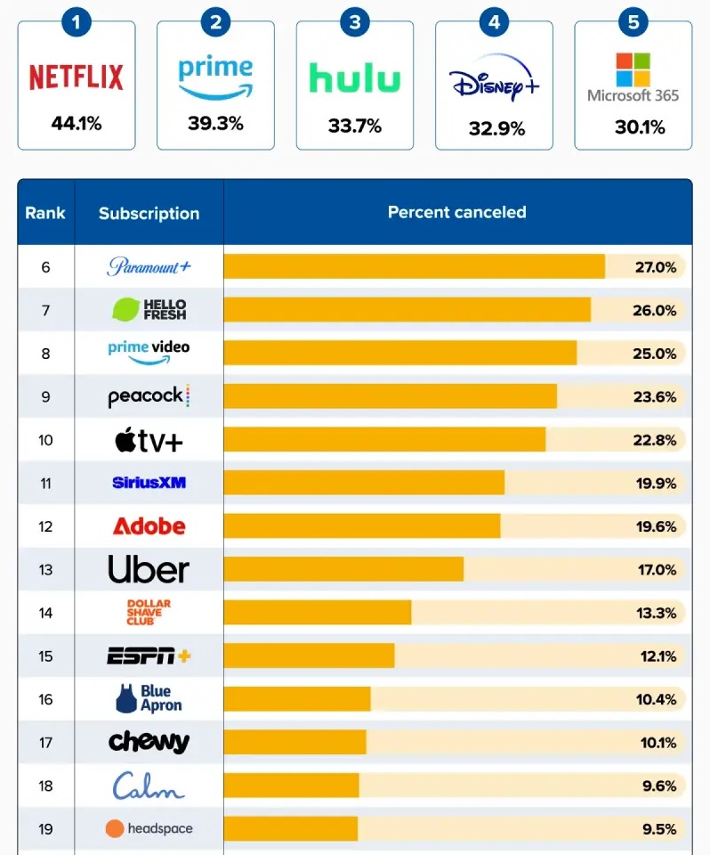 “Streaming”: muchos estadounidenses cancelaron suscripciones