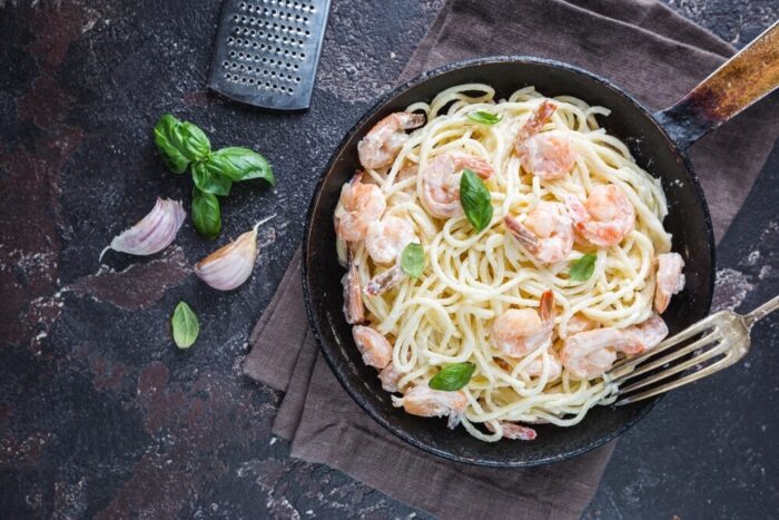 pasta con camarones