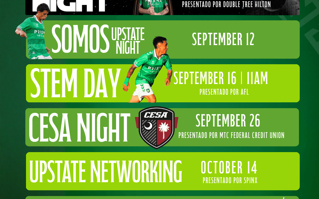 Greenville Triumph anuncia seis noches temáticas para 2026